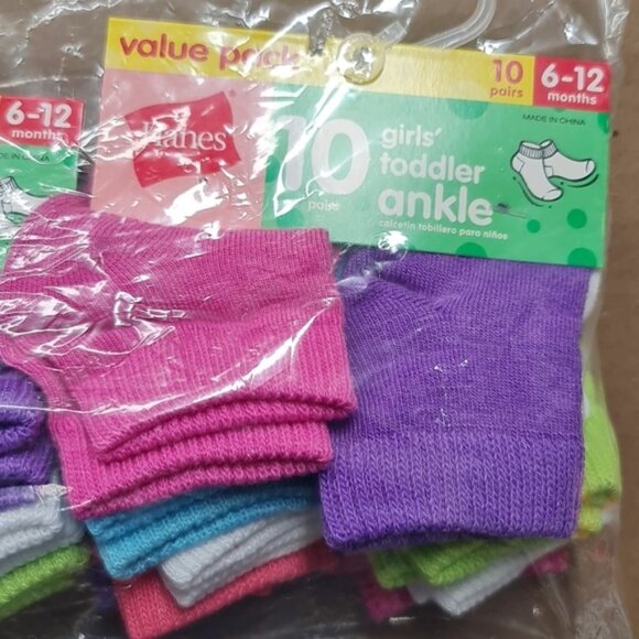 Hanes Baby Girls Toddler Low Cut Socks 10-pack - Picture 3 of 4